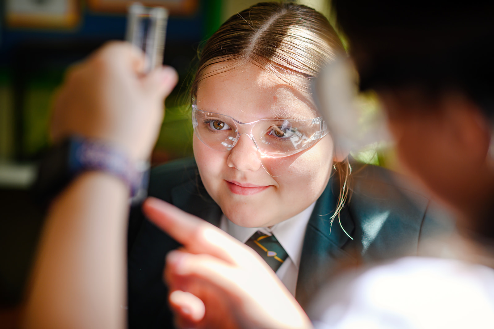 Young girl in science