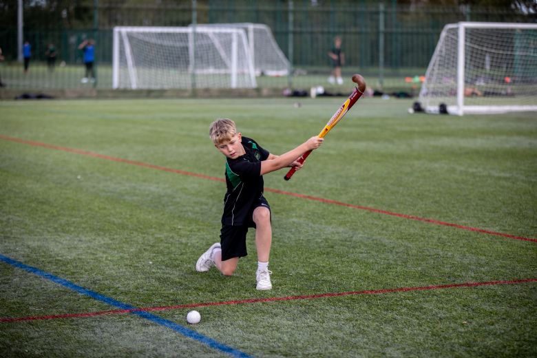 Boy playing hockey